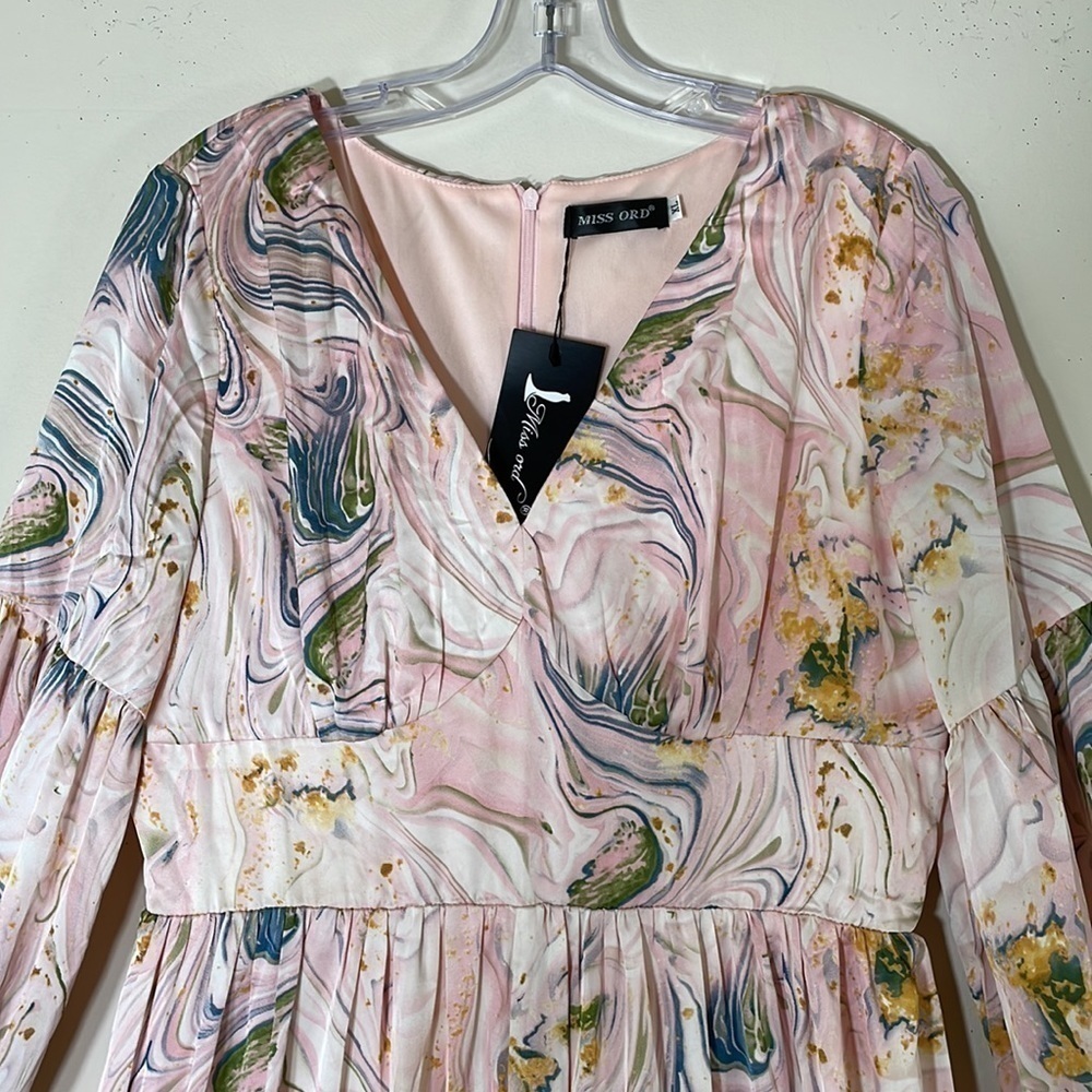 Miss Ord Printed Front V Neck Long Sleeve Maxi Dress. XL. NWT. - Picture 7 of 14